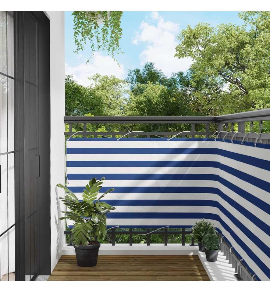 vidaXL Écran de balcon Bleu et Blanc 100 x 600 cm Tissu Oxford