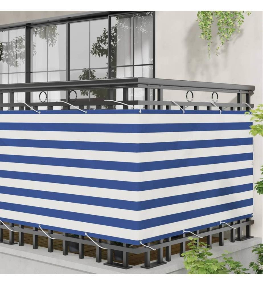 vidaXL Écran de balcon Bleu et Blanc 100 x 600 cm Tissu Oxford