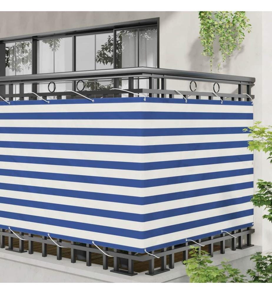 vidaXL Écran de balcon Bleu et Blanc 110 x 1000 cm Tissu Oxford