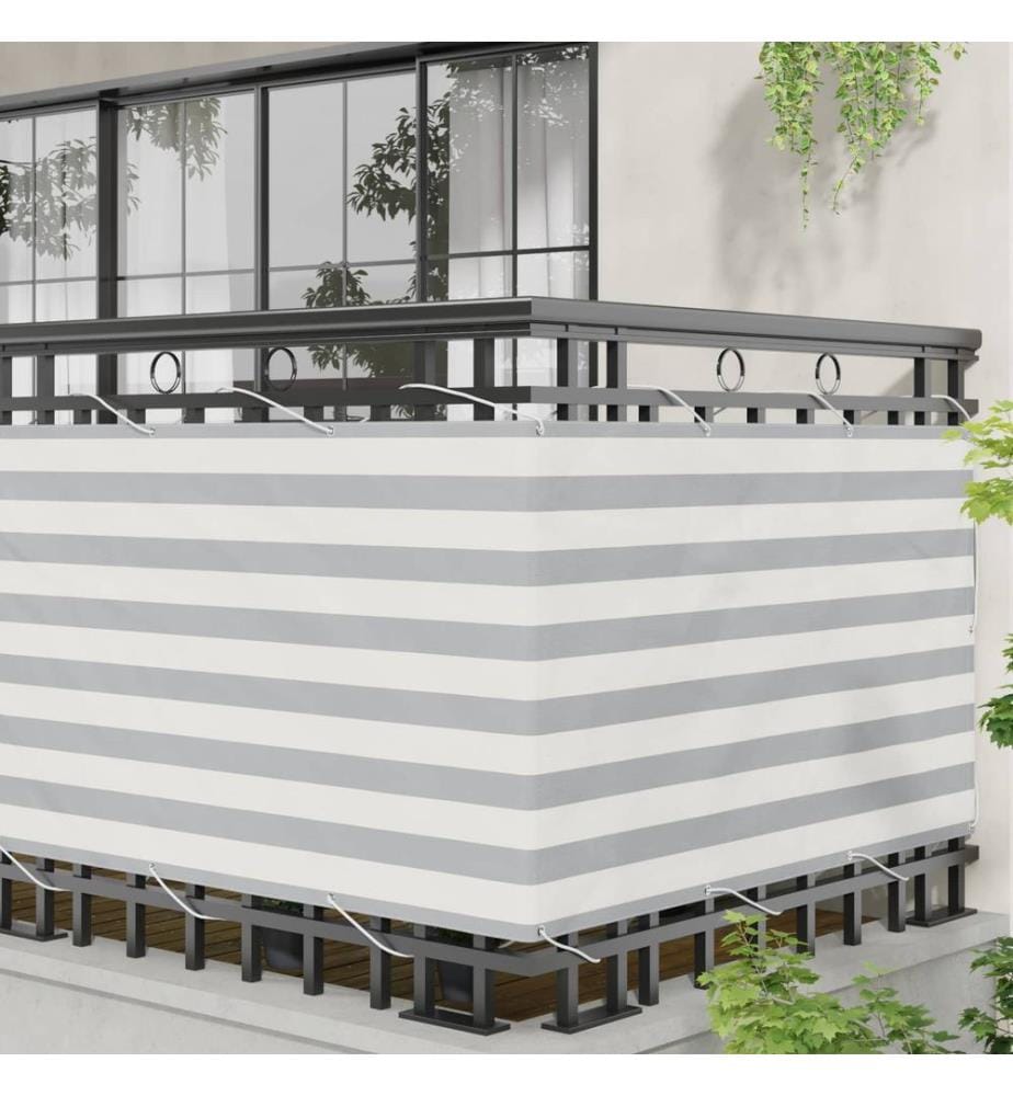 vidaXL Écran de balcon Gris clair et blanc 100 x 500 cm Tissu Oxford