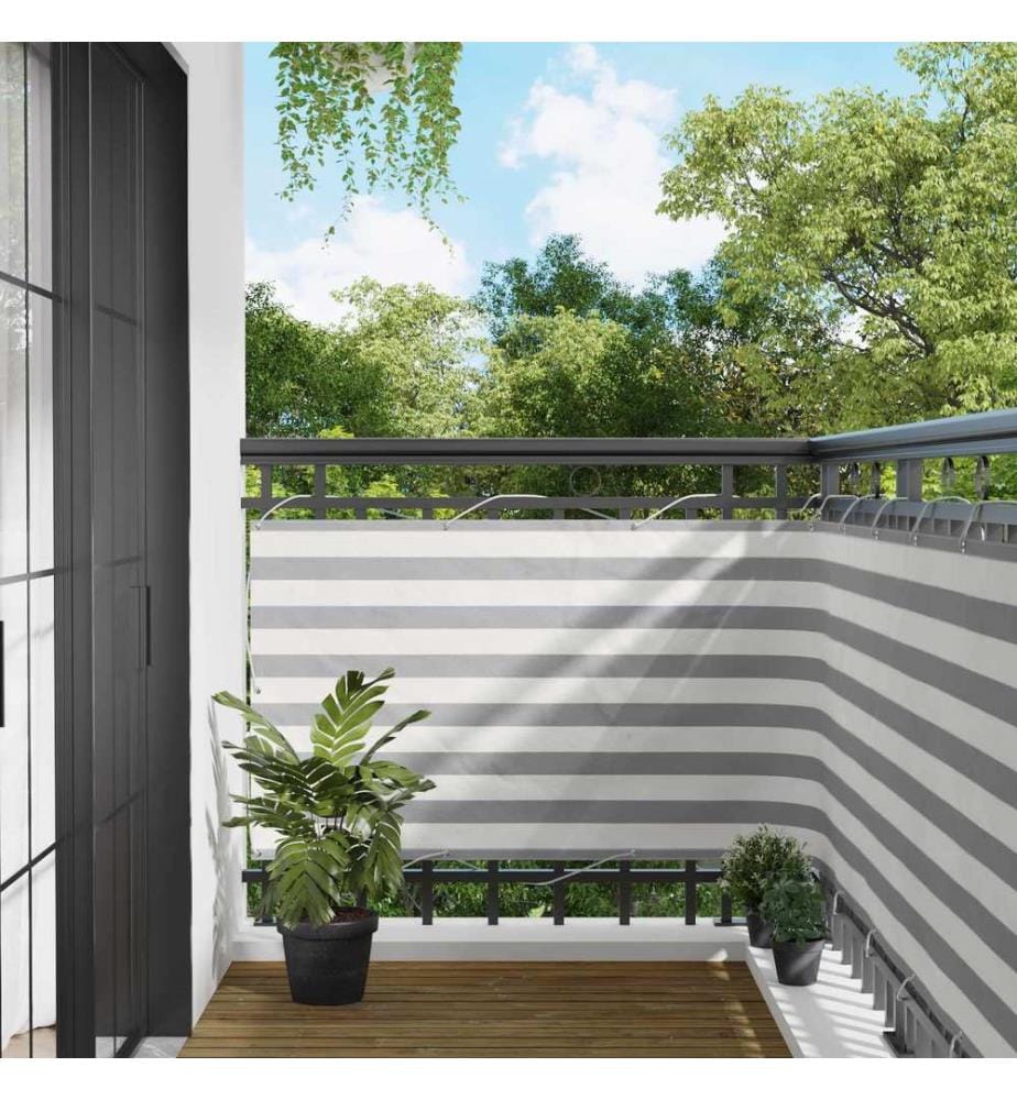 vidaXL Écran de balcon Gris clair et blanc 100 x 600 cm Tissu Oxford