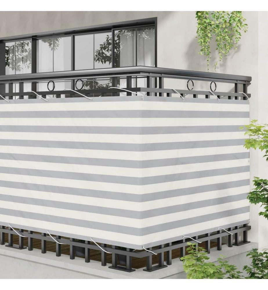 vidaXL Écran de balcon Gris clair et blanc 110 x 800 cm Tissu Oxford