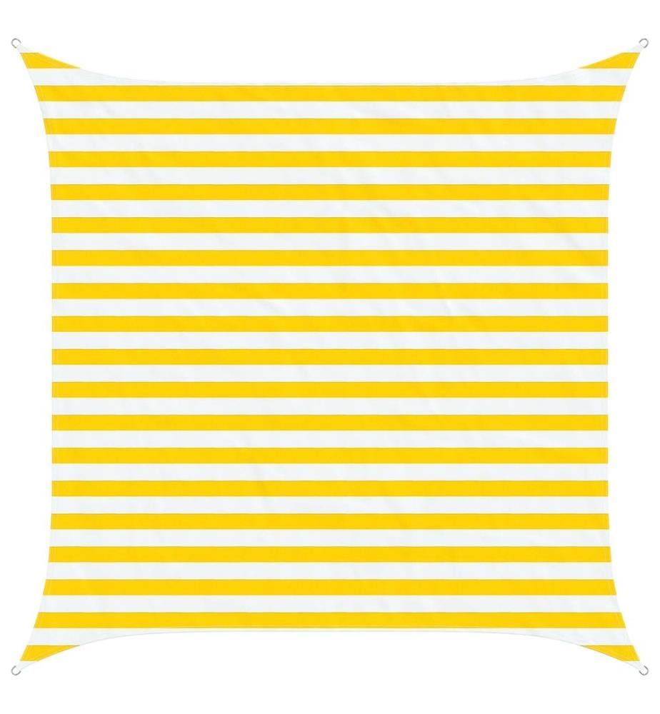 vidaXL Voile d'ombre Jaune et blanc 2,5 x 2,5 m 100 % polyester Oxford