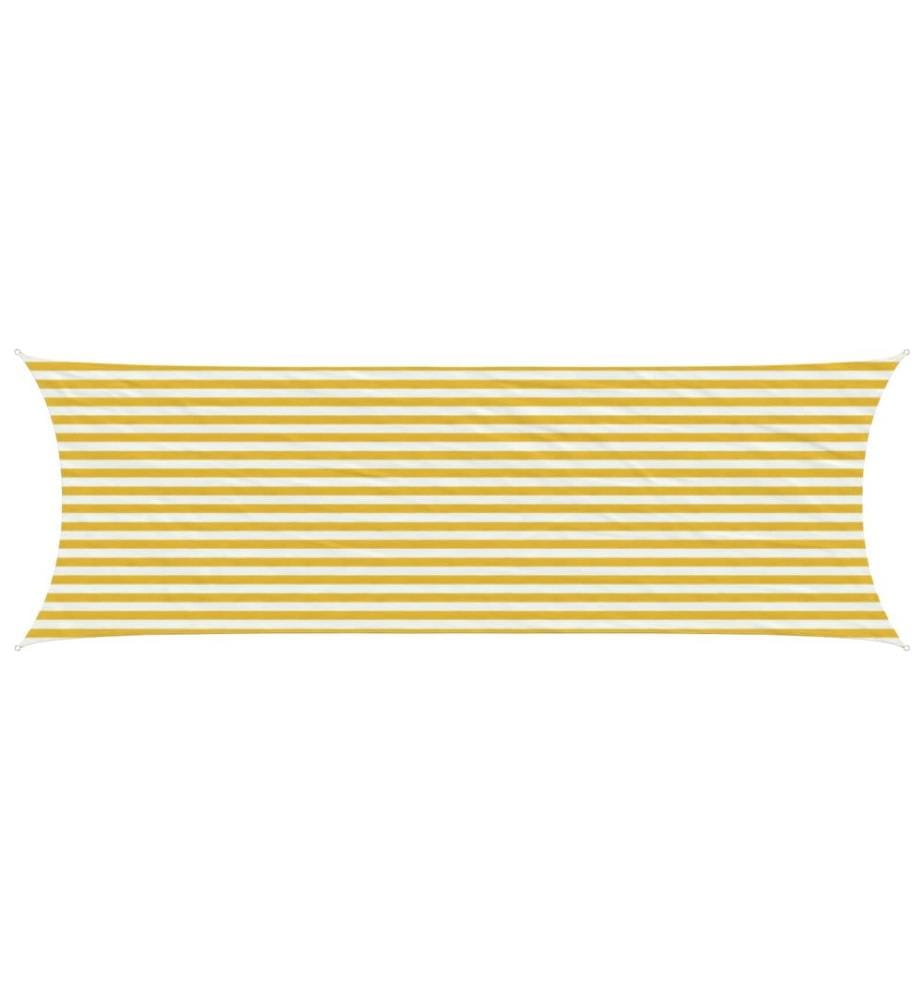 vidaXL Voile d'ombre Jaune et blanc 2 x 6 m HDPE