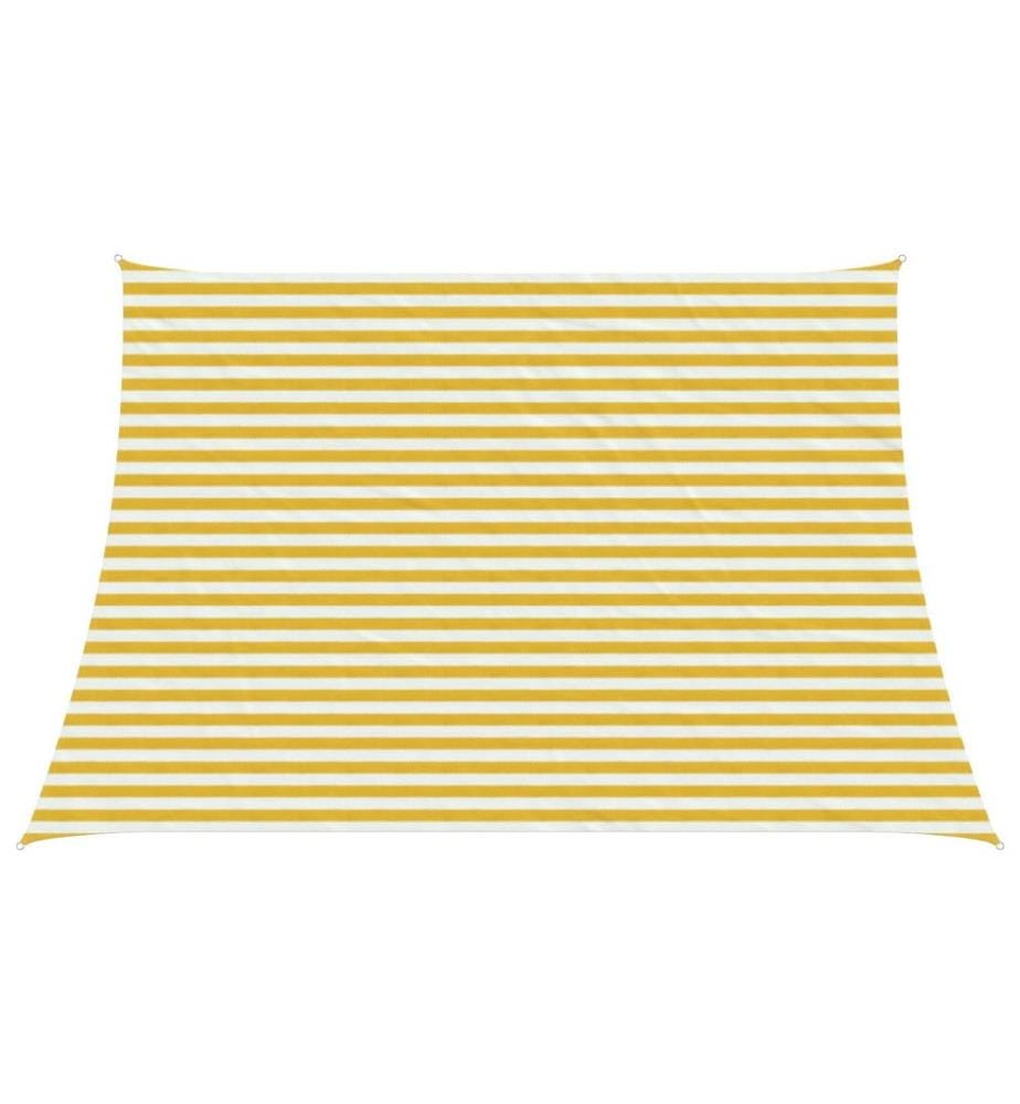 vidaXL Voile d'ombre Jaune et blanc 4 / 5 x 3 m HDPE