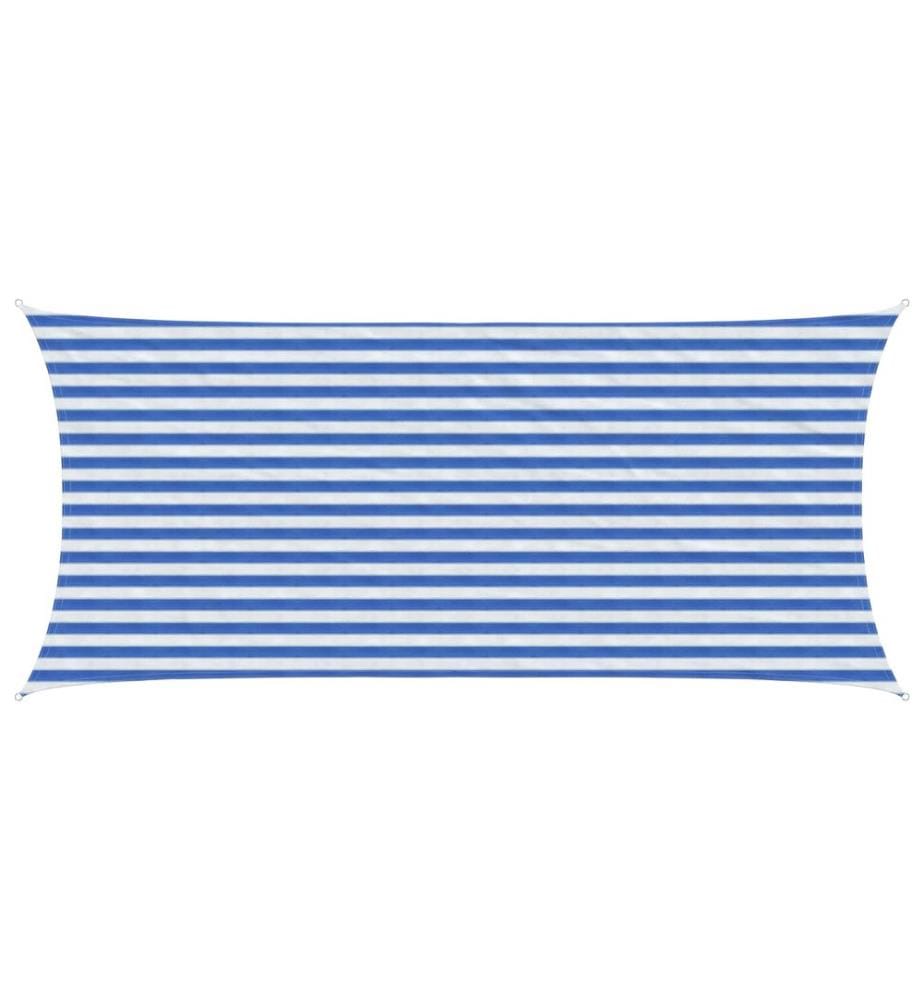 vidaXL Voile d'ombre Bleu et Blanc 2 x 5 m HDPE