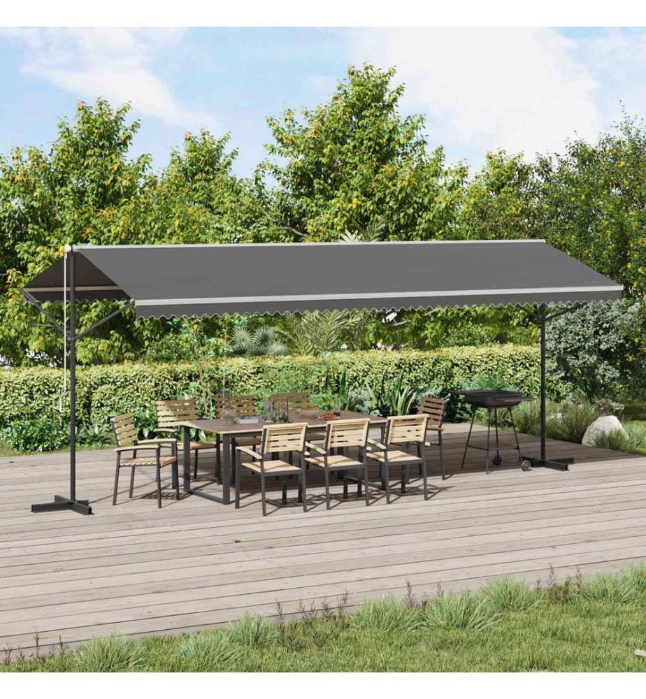 vidaXL Free Standing Awning Grau 6 x 3 m Polyester