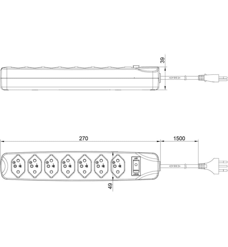FURBER.POWER - Bloc multiprises 7x T13 avec interrupteur, blanc