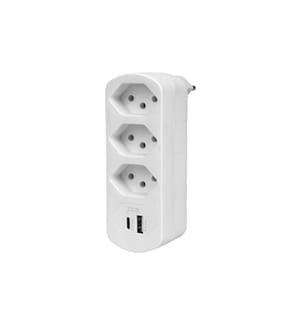 FURBER.POWER - Mehrfachstecker Flexo 3 x T13, USB-A, USB-C, drehbar
