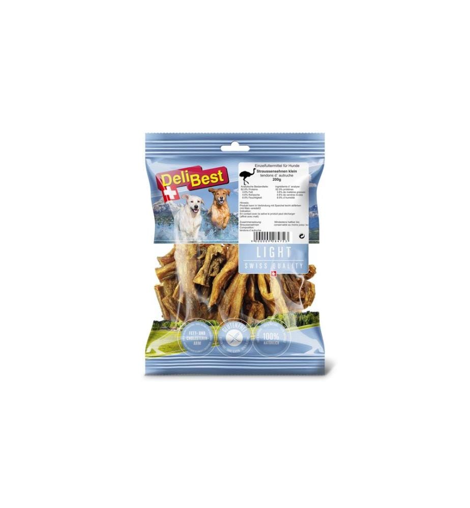 DELIBEST - Kausnack Light Straussen Sehnen klein, 200 g