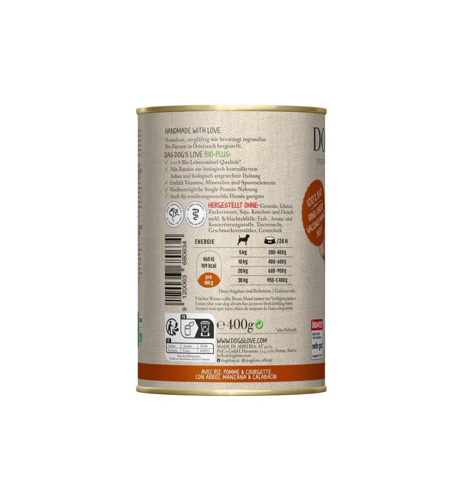 DOG'S LOVE - Nassfutter BIO Adult Rind, 400 g