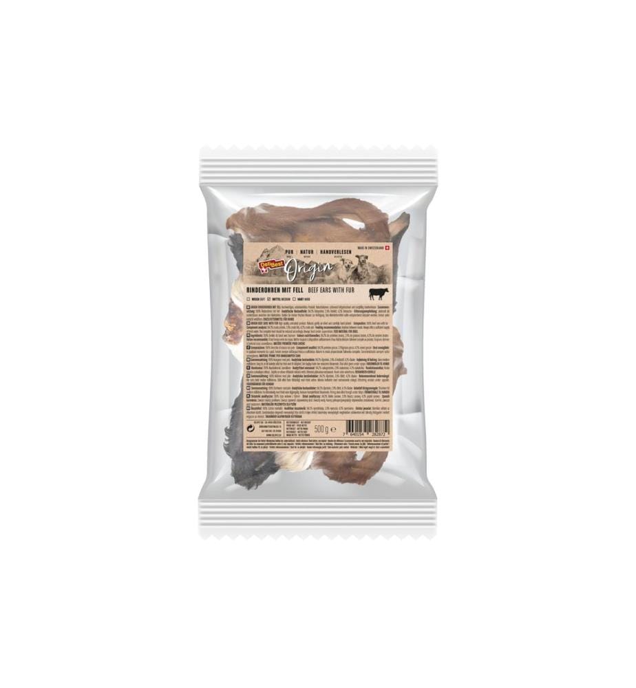 DELIBEST - Kausnack Origin Rinderohren mit Fell 500 g