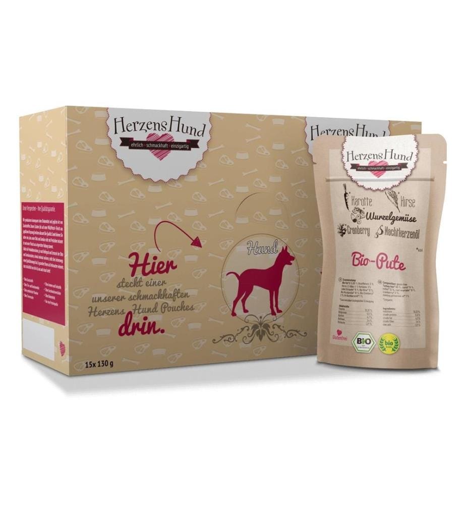 HerzensHund - Nassfutter Bio-Pute mit Bio-Gemüse, 130 g