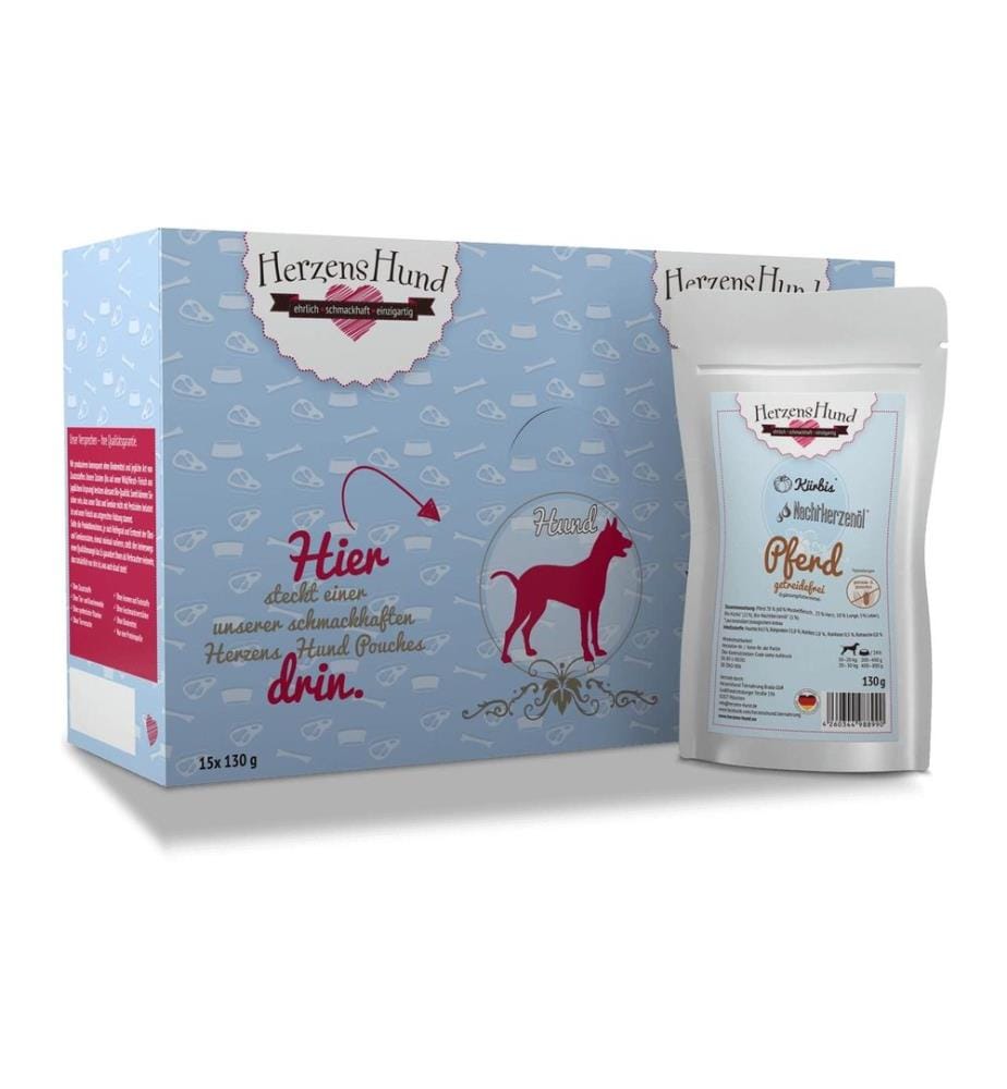 HerzensHund - Nassfutter Getreidefrei Pferd mit Bio-Kürbis, 130 g
