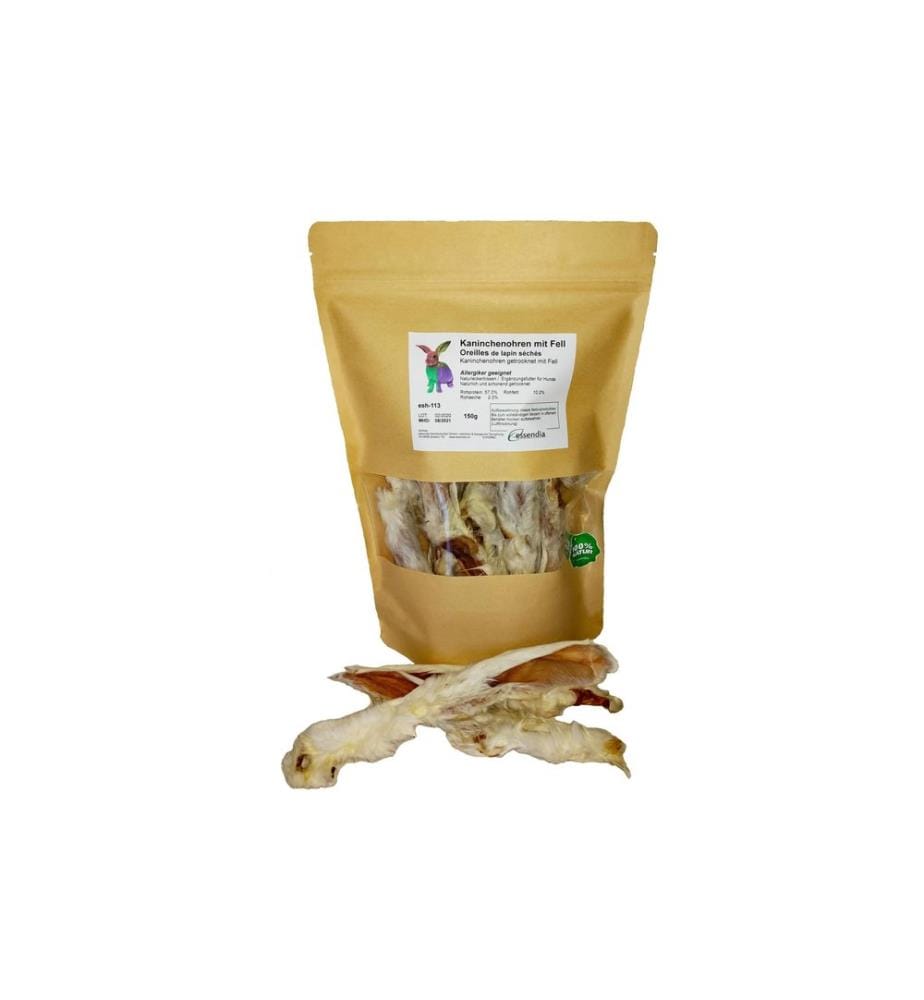 essendia - Produit à mâcher  Oreilles de lapin avec fourrure, 150 g