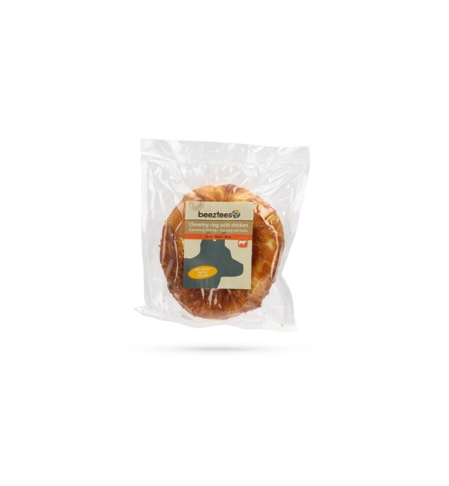 BEEZTEES - Kausnack Rinderhaut Ring mit Huhn, 1 x 12.5 cm