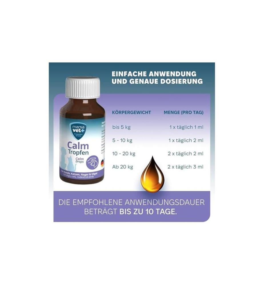 marsavet - Supplément alimentaire pour chiens Gouttes Calm 100 ml