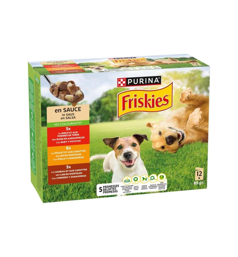 Purina Friskies - Nassfutter Adult mit Rind, Huhn und Lamm 12 x 85 g