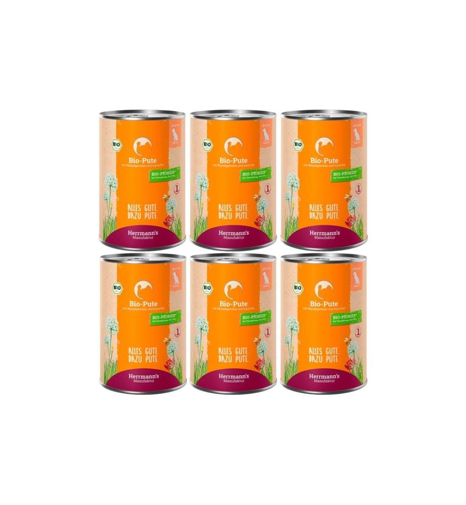 HERRMANN'S - Nassfutter Bio Pute mit Pastinake und Kartoffel 6 x 400 g