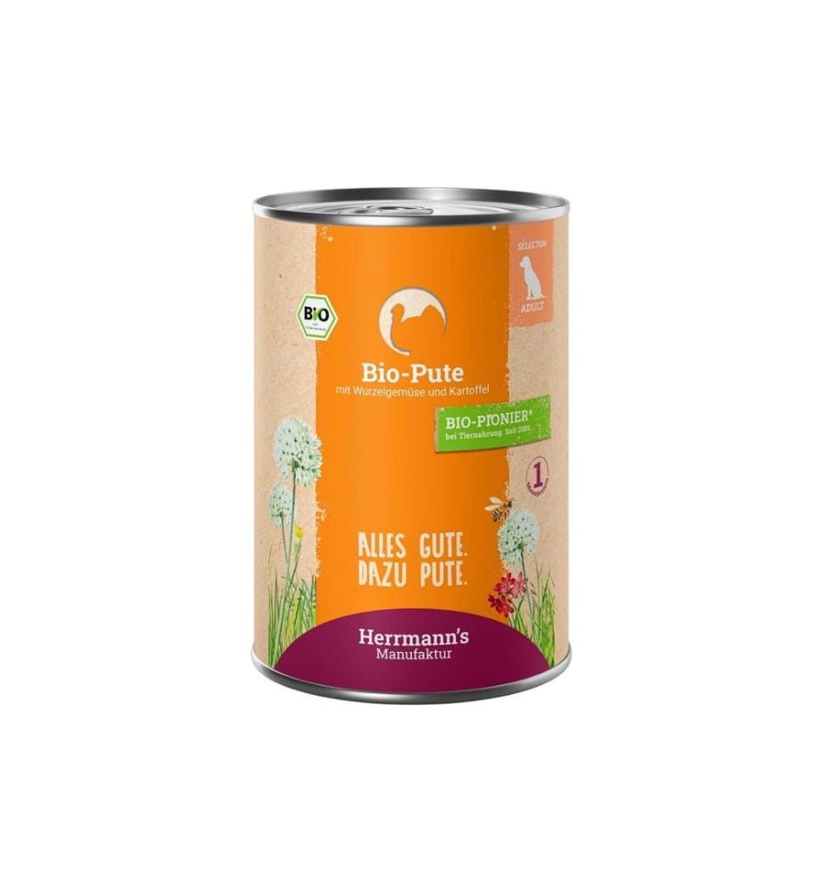 HERRMANN'S - Nassfutter Bio Pute mit Pastinake und Kartoffel 6 x 400 g
