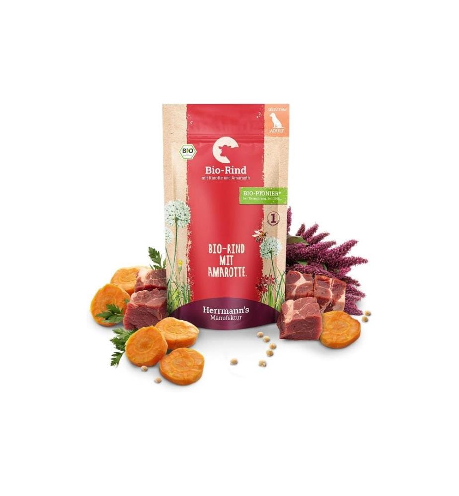 HERRMANN'S - Nassfutter Bio Rind mit Karotten und Amaranth 14 x 150 g