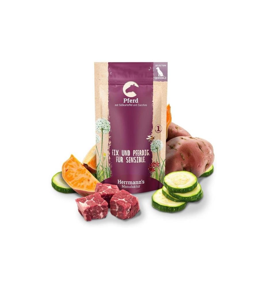 HERRMANN'S - Alimentation humide Cheval avec patate douce et courgette 14 x 150 g
