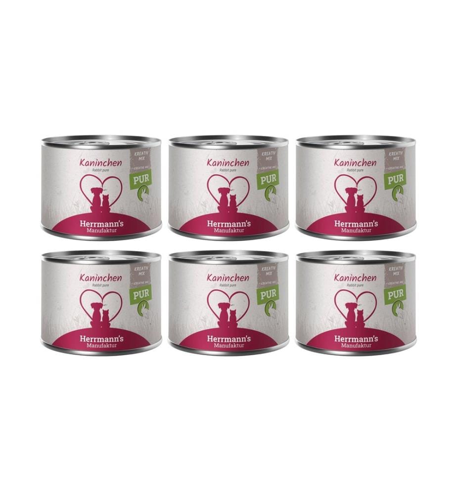 HERRMANN'S - Alimentation humide Viande pure de lapin 6 x 200 g