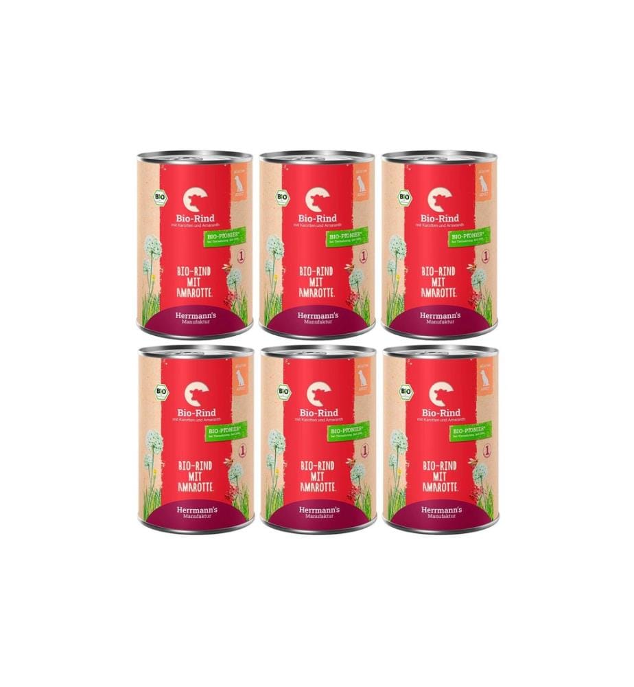 Herrmann's Cibo umido Bio Manzo con carote e amaranto 6 x 400 g