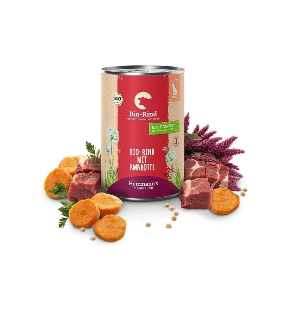 Herrmann's Cibo umido Bio Manzo con carote e amaranto 6 x 400 g
