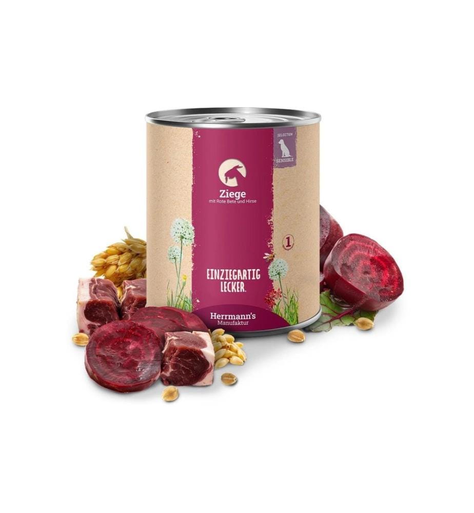 Herrmann's Cibo umido Capra con barbabietola rossa e miglio 6 x 800 g
