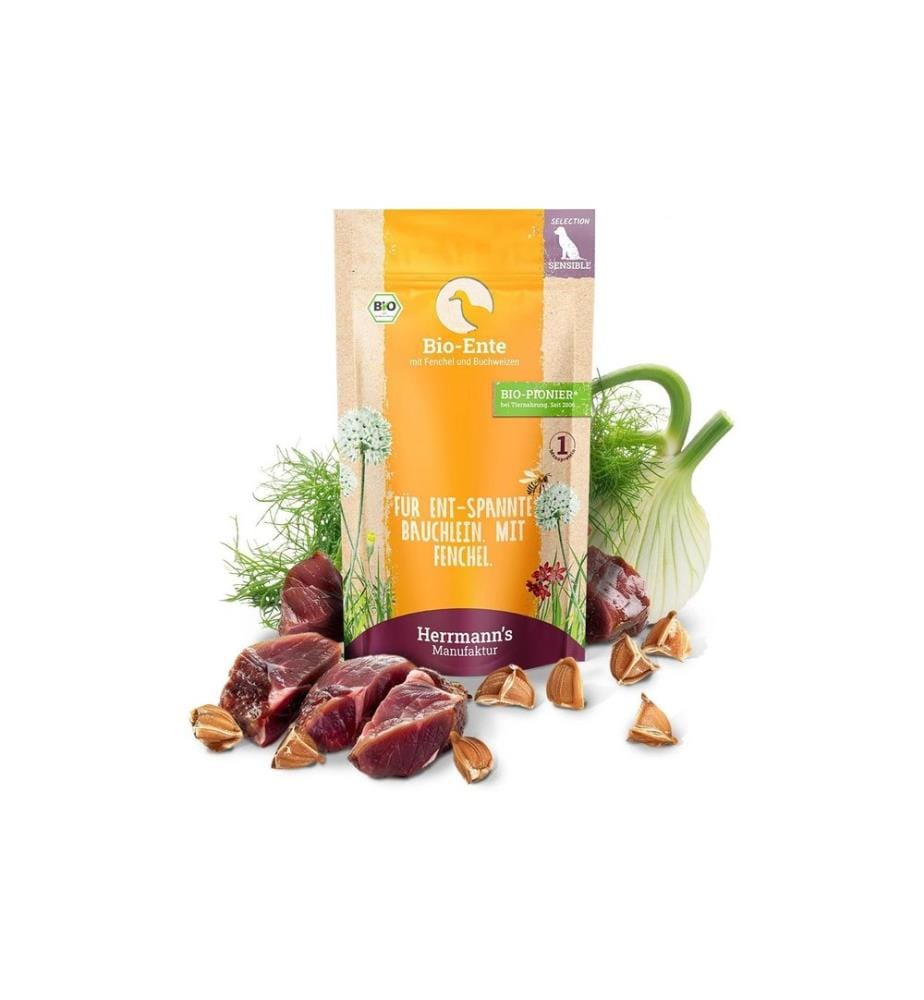 Herrmann's Nourriture humide Bio Canard avec fenouil et sarrasin 14 x 150 g