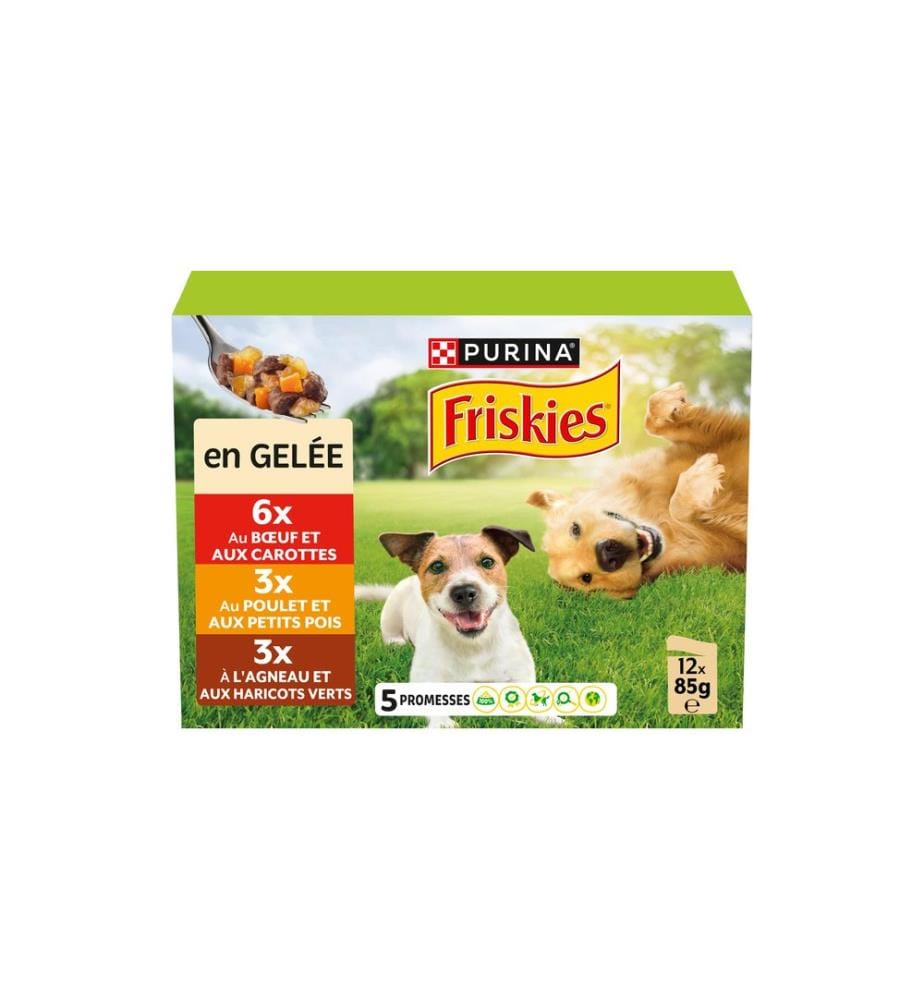 Purina Friskies Pâtée pour chat Adulte Poulet, Agneau, Boeuf aux légumes 12 x 85 g