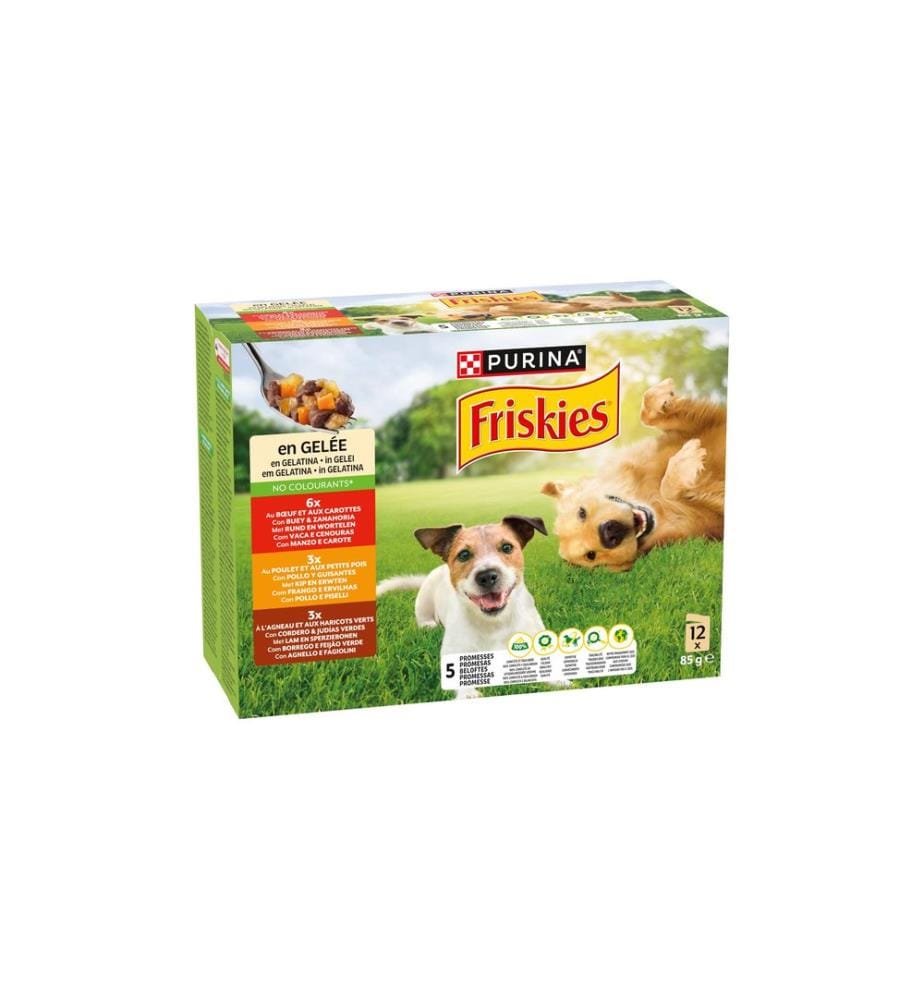 Purina Friskies Pâtée pour chat Adulte Poulet, Agneau, Boeuf aux légumes 12 x 85 g