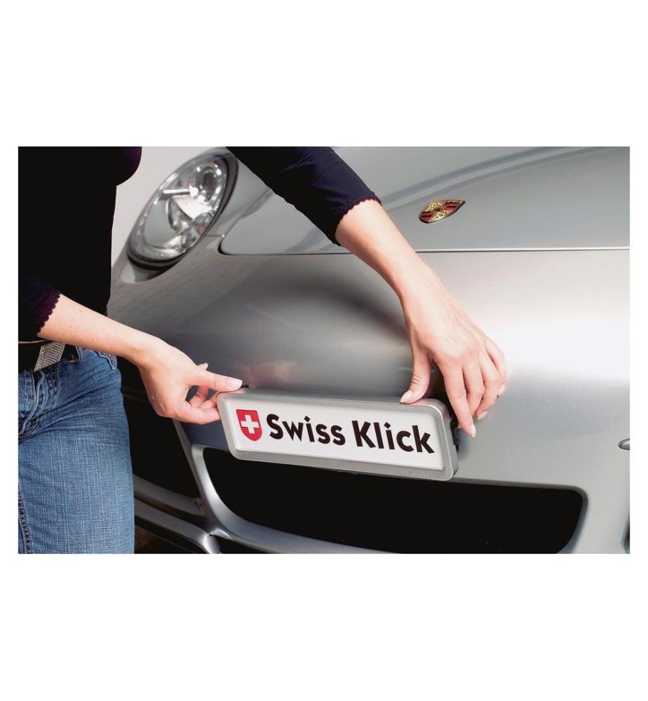 Swiss Klick - Kennzeichenhalter Langformat  Vorderseite Schwarz