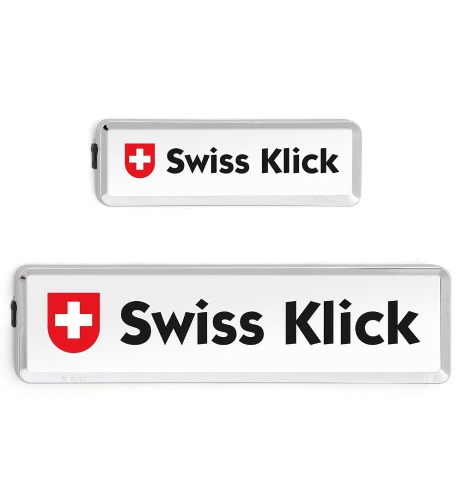 Swiss Klick - Kennzeichenhalterset Langformat Chrom Glanz