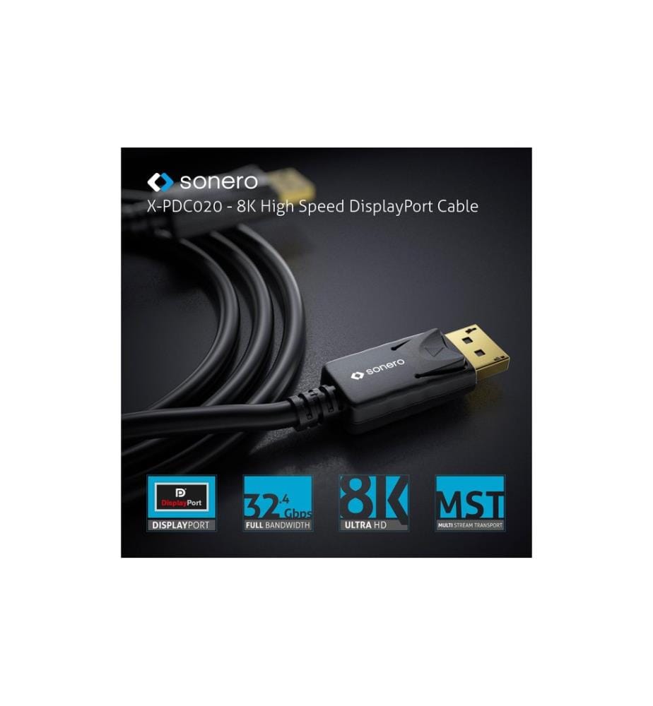 SONERO - Kabel 8K Displayport 1.4 Stecker  Stecker, 8K/60Hz, 3 m