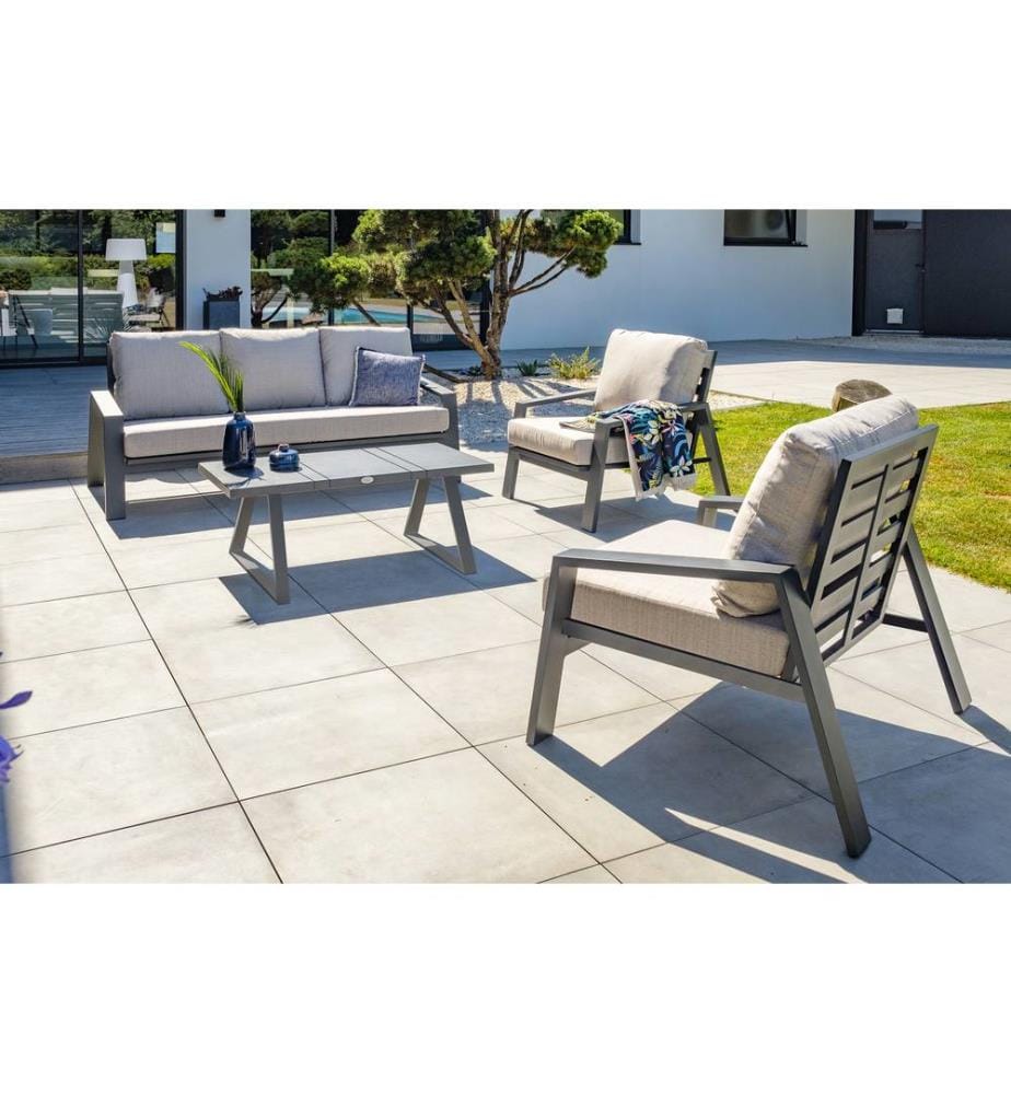 Set di mobili da giardino bassi in alluminio IBIZA 5 posti - GRIGIO ANTRACITE