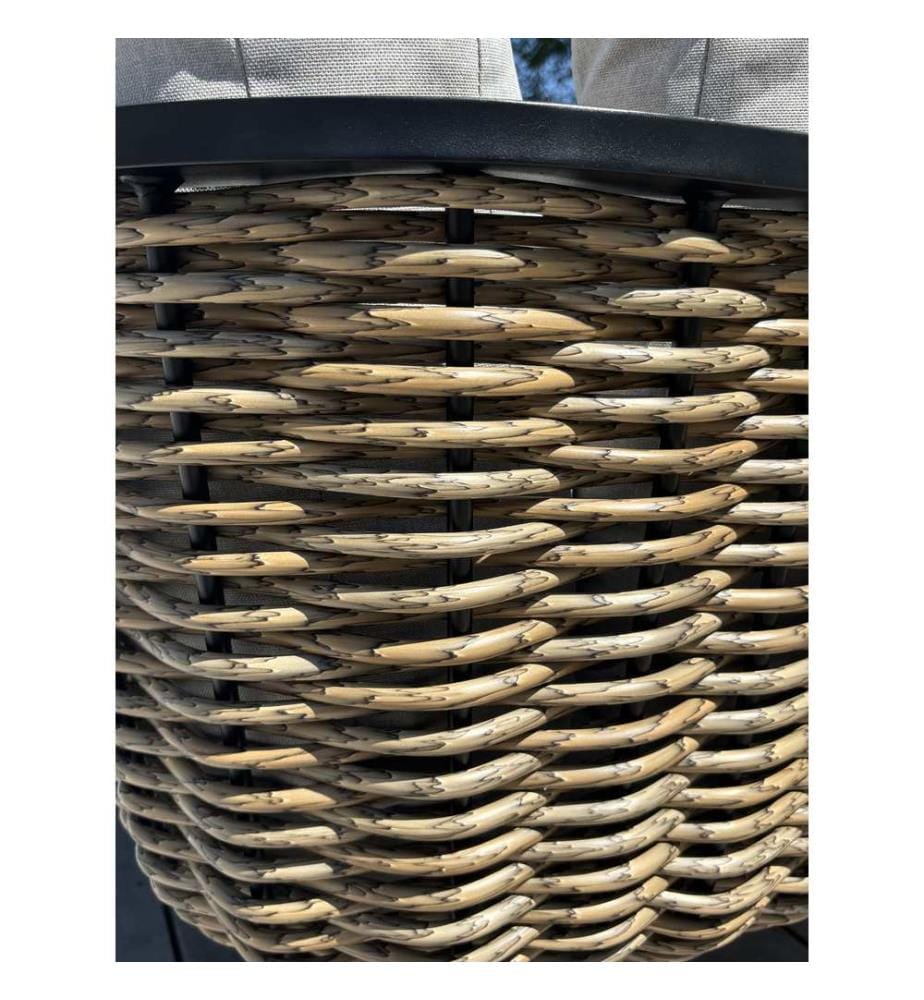 Set di mobili da giardino angolari KUMLA 6 posti in alluminio e canna di liana intrecciata - NERO