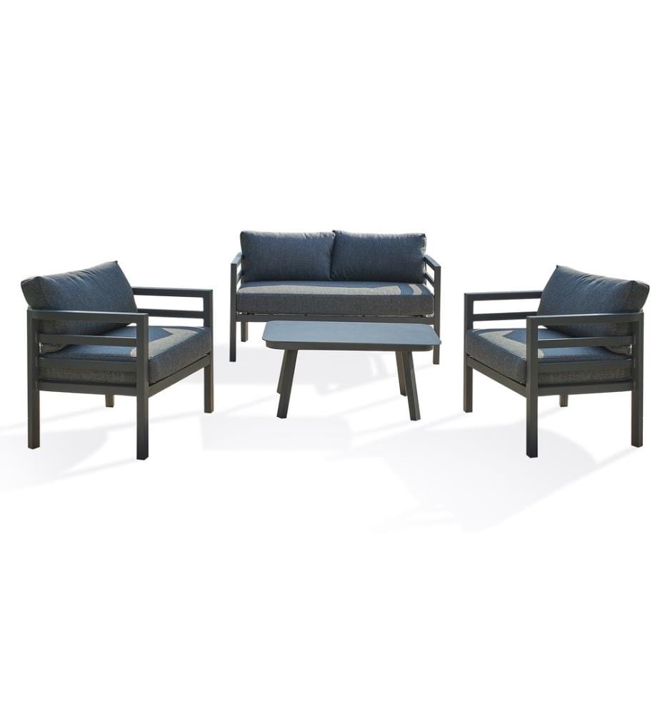 Set di mobili da giardino bassi in alluminio LISBON 4 posti - GRIGIO ANTRACITE