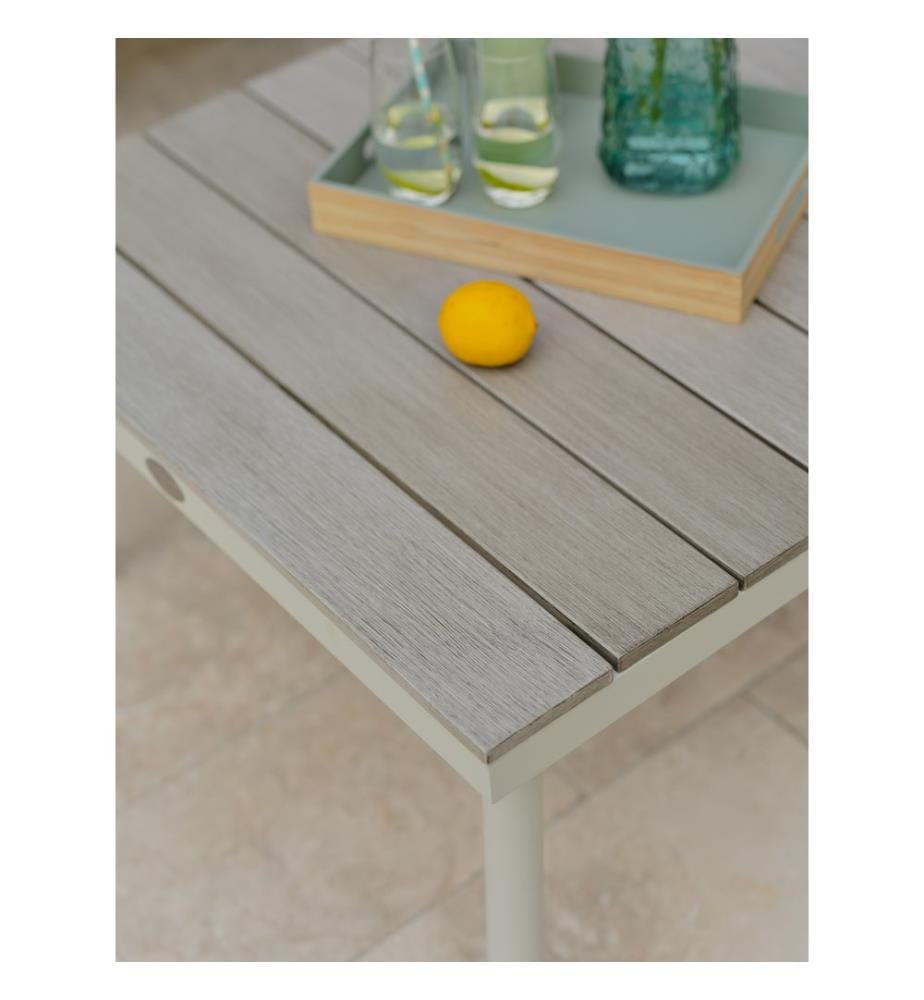 Set di mobili da giardino angolari OSAKA 5 posti in alluminio grigio effetto legno - BIANCO