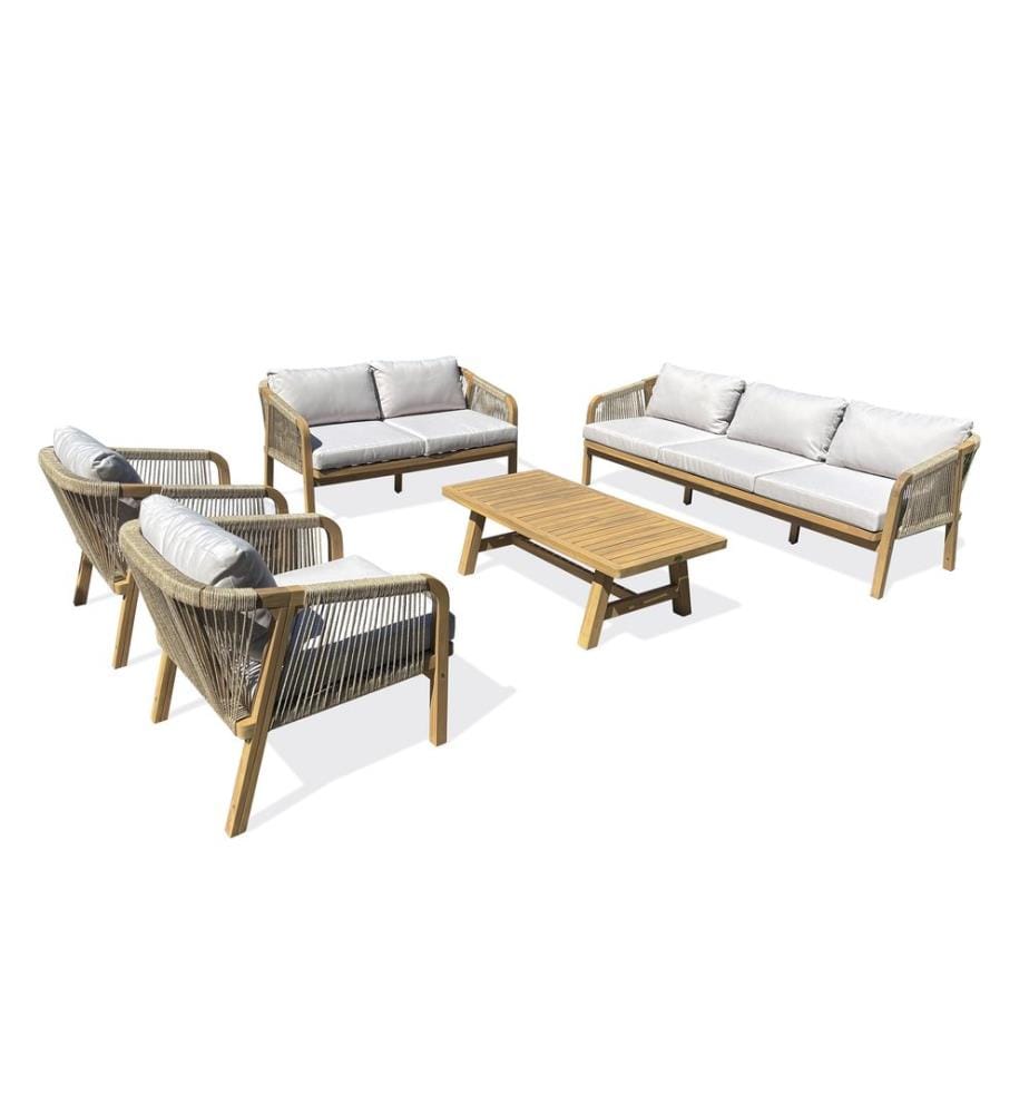 Set di mobili da giardino SERENA 7 posti in legno di acacia - WOOD