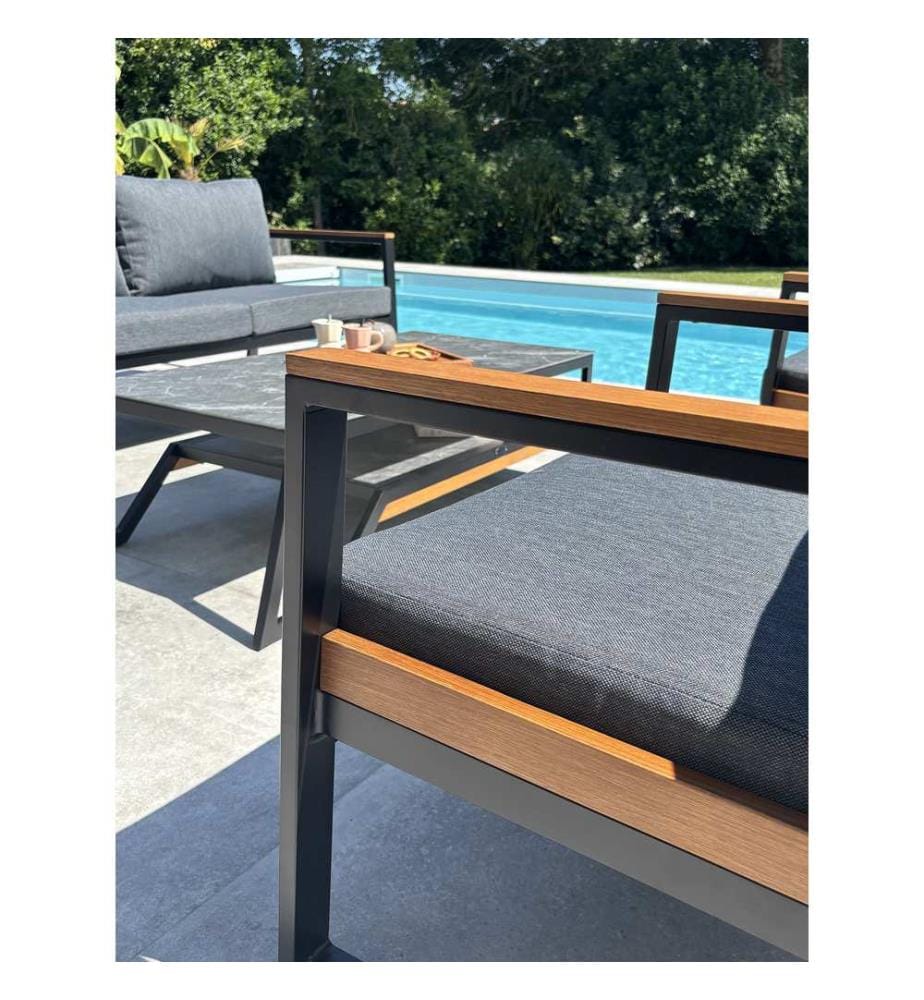 Set di mobili da giardino bassi in alluminio TADEO 5 posti - NERO