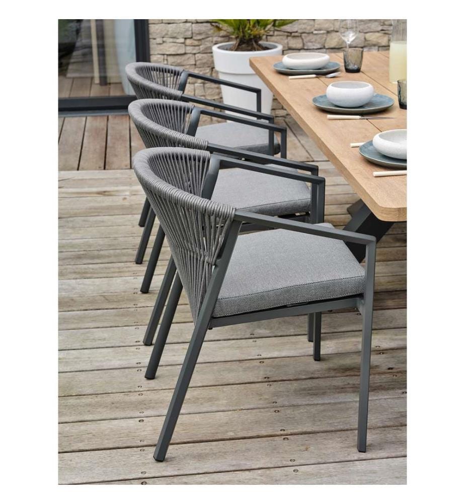 Tavolo da giardino con piano in legno - Poltrona da giardino con cuscino sfoderabile - Grigio antracite
