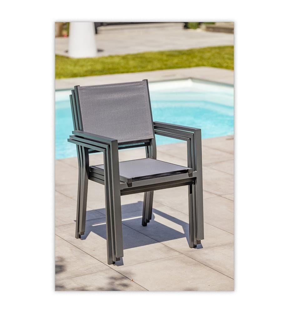 Tavolo da giardino Tolede, 10 sedie Tolede e 2 poltrone Tolede - Grigio antracite