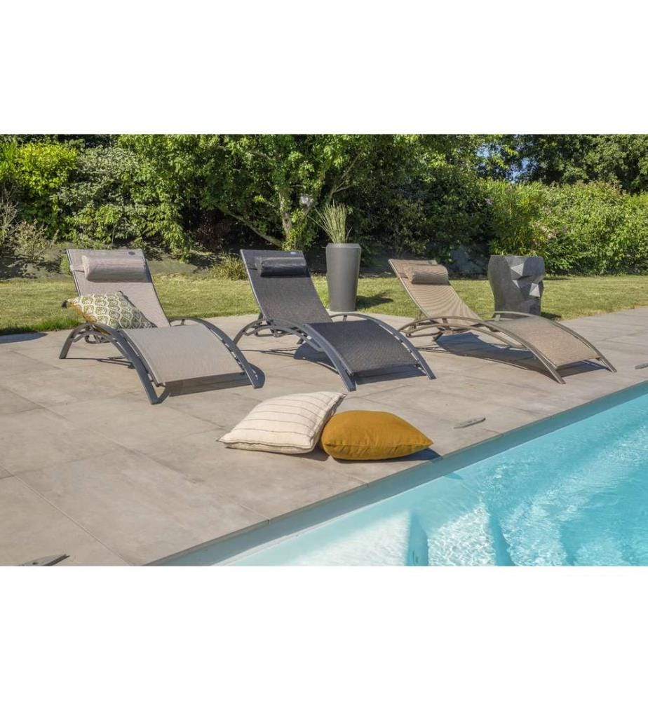 Set di 2 lettini impilabili CL76 in alluminio e textilene - CAPPUCCINO