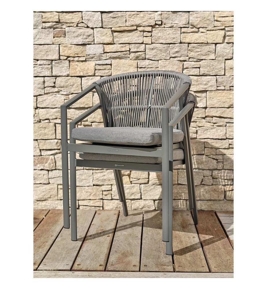 Lot composé de 2 fauteuils GAMBI en aluminium et corde tissée - GRIS ANTHRACITE