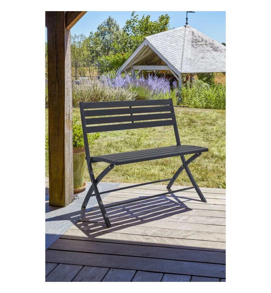 MARIUS Klappbare Gartenbank aus Aluminium - ANTHRAZIT-GRAU