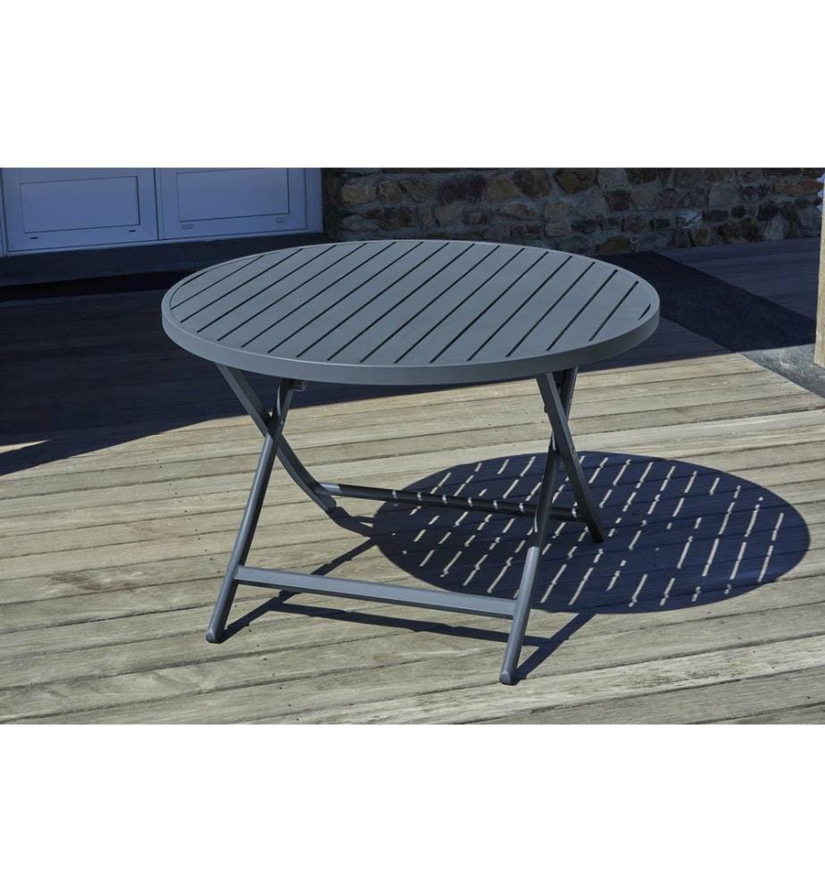 Tavolo da giardino pieghevole in alluminio MARIUS (diam. 110 cm) - GRIGIO ANTRACITE