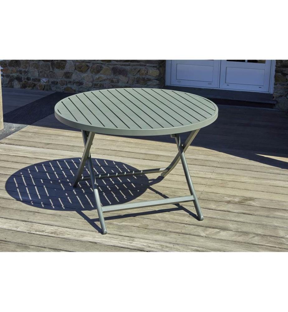 Tavolo da giardino pieghevole in alluminio MARIUS (diam. 110 cm) - KAKI