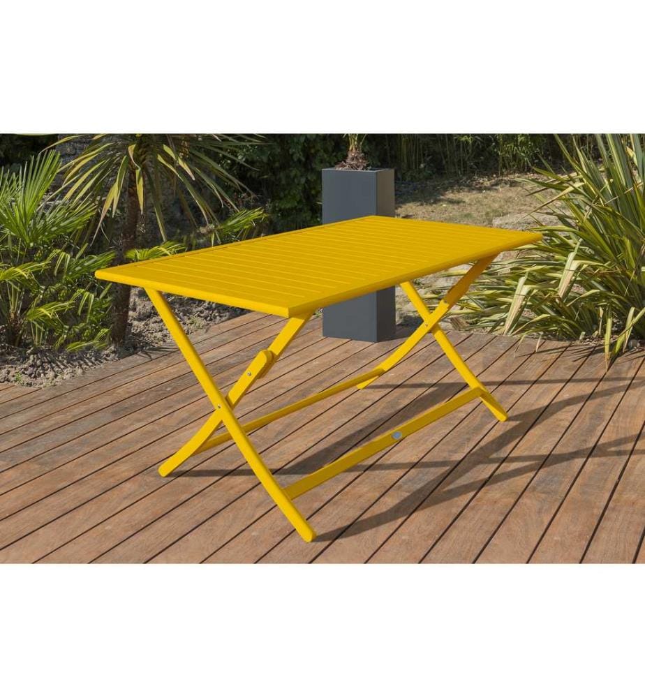 Tavolo da giardino pieghevole in alluminio MARIUS (140x80 cm) - MOUTARDE